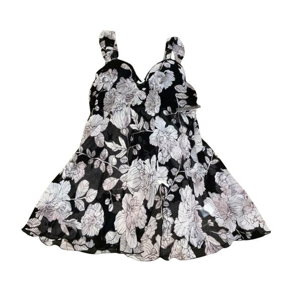 Apt. 9 Pink and Gray Floral Pleated Babydoll Dress Size M - Picture 1 of 4